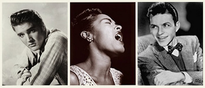 Elvis Presley, Billie Holiday y Frank Sinatra