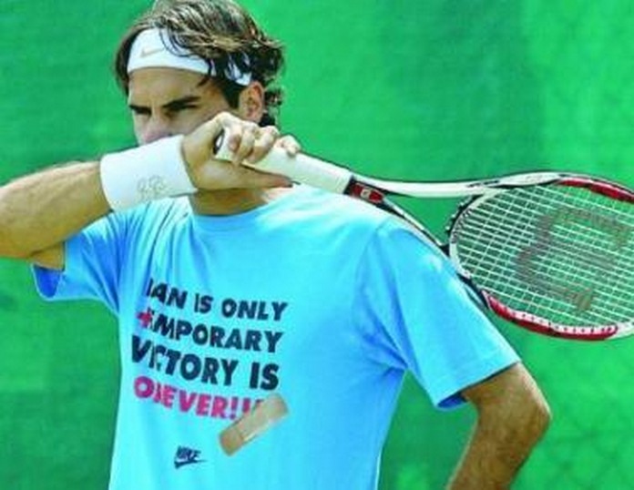 Federer en un entrenamiento