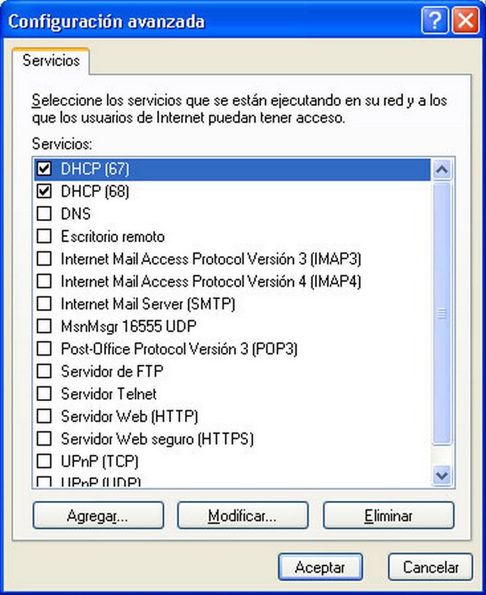 Opciones de DHCP