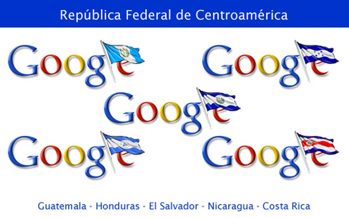 Doodles alusivos a la independencia de los países de Centroamérica: Guatemala, Honduras, El Salvador, Nicaragua y Costa Rica