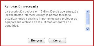 McAfee Internet Security Suite 2007 ha caducado