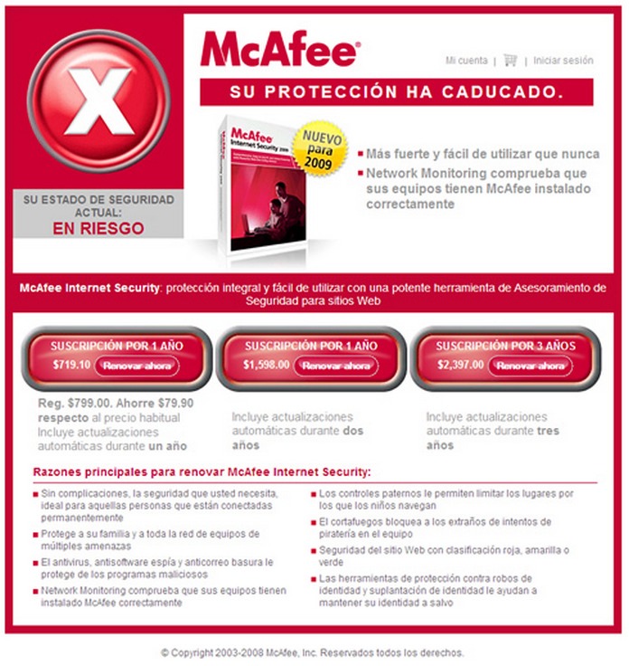 Renovar suscripción de McAfee