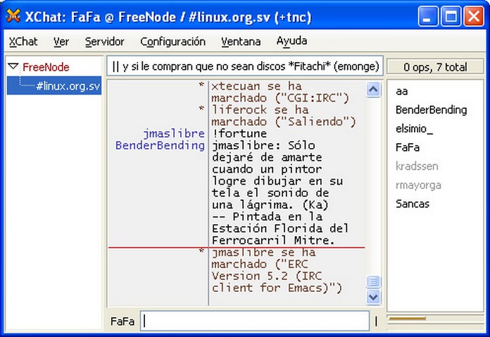 Interfaz de XChat para Windows