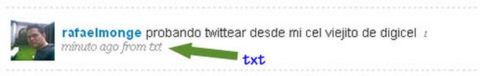 Twitter update por SMS