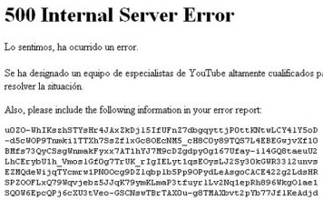 Youtube: 500 Internal Server Error