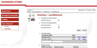 Configurar DHCP Pool en router Thomson SpeedTouch