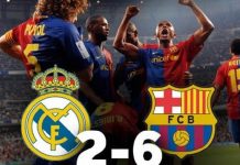 Paliza histórica: Real Madrid 2 – Barcelona 6